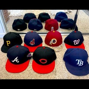 Assortment of MLB & NFL Hats - Cleveland Indians